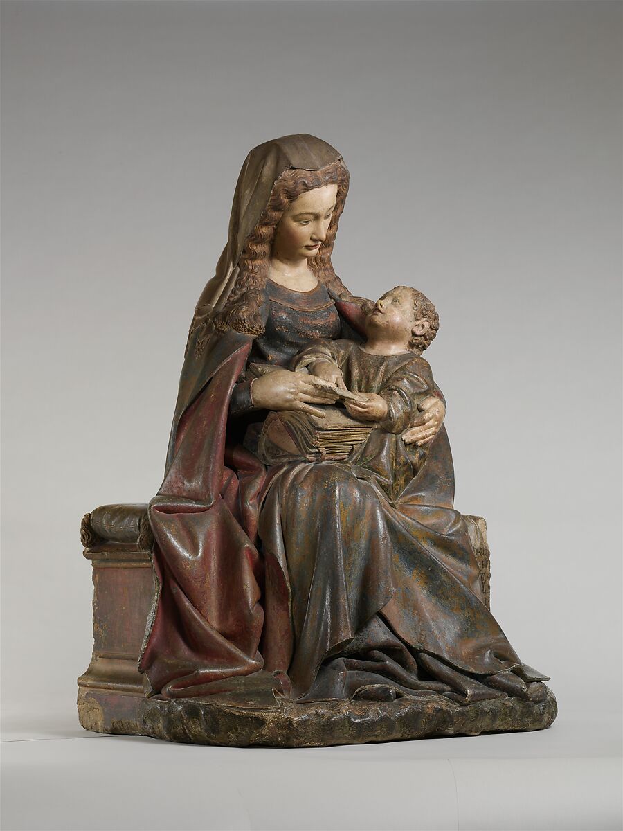 Virgin and Child, Attributed to Claus de Werve (Netherlandish, active in France, ca. 1380–1439, active Burgundy, 1396–ca. 1439), Limestone with paint and gilding, French