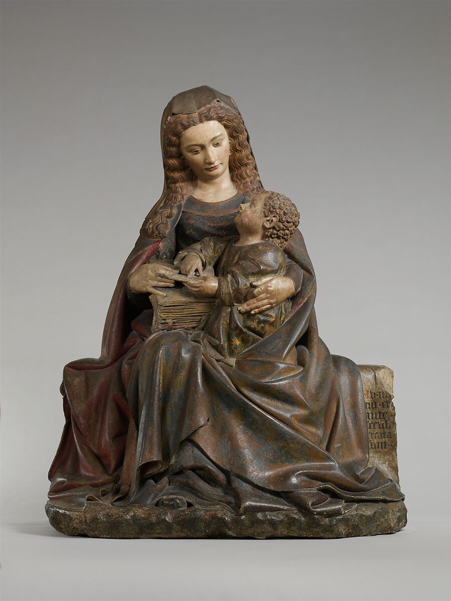 Virgin and Child, Attributed to Claus de Werve (Netherlandish, active in France, ca. 1380–1439, active Burgundy, 1396–ca. 1439), Limestone with paint and gilding, French 