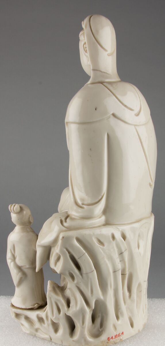 Seated bodhisattva Guanyin with an attendant, Porcelain with ivory glaze (Dehua ware), China