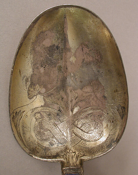 Spoon, Silver-gilt, lapis lazuli, French