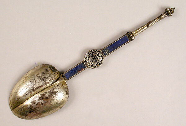 Spoon, Silver-gilt, lapis lazuli, French