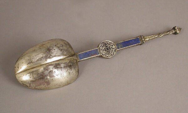 Spoon, Silver-gilt, lapis lazuli, French