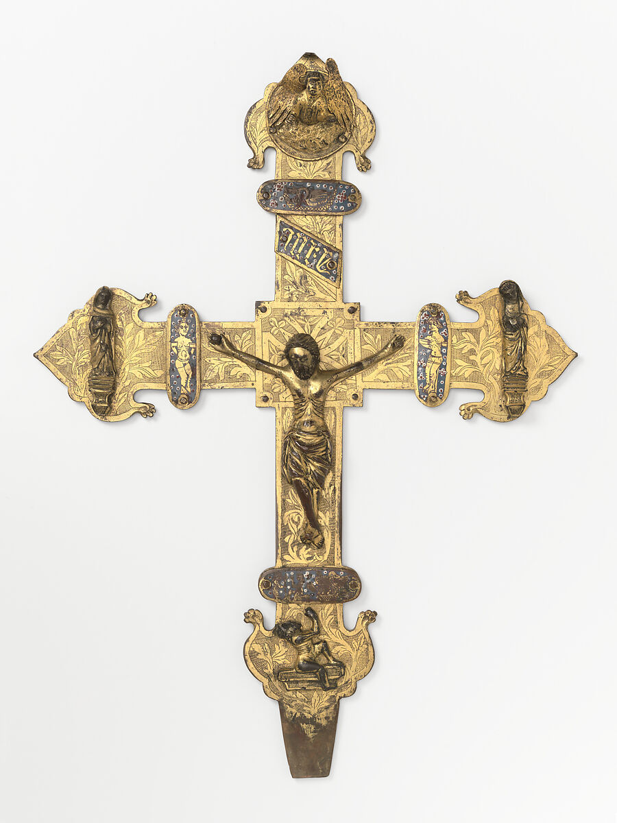 Processional Cross, Champlevé enamel, copper-gilt, Spanish 