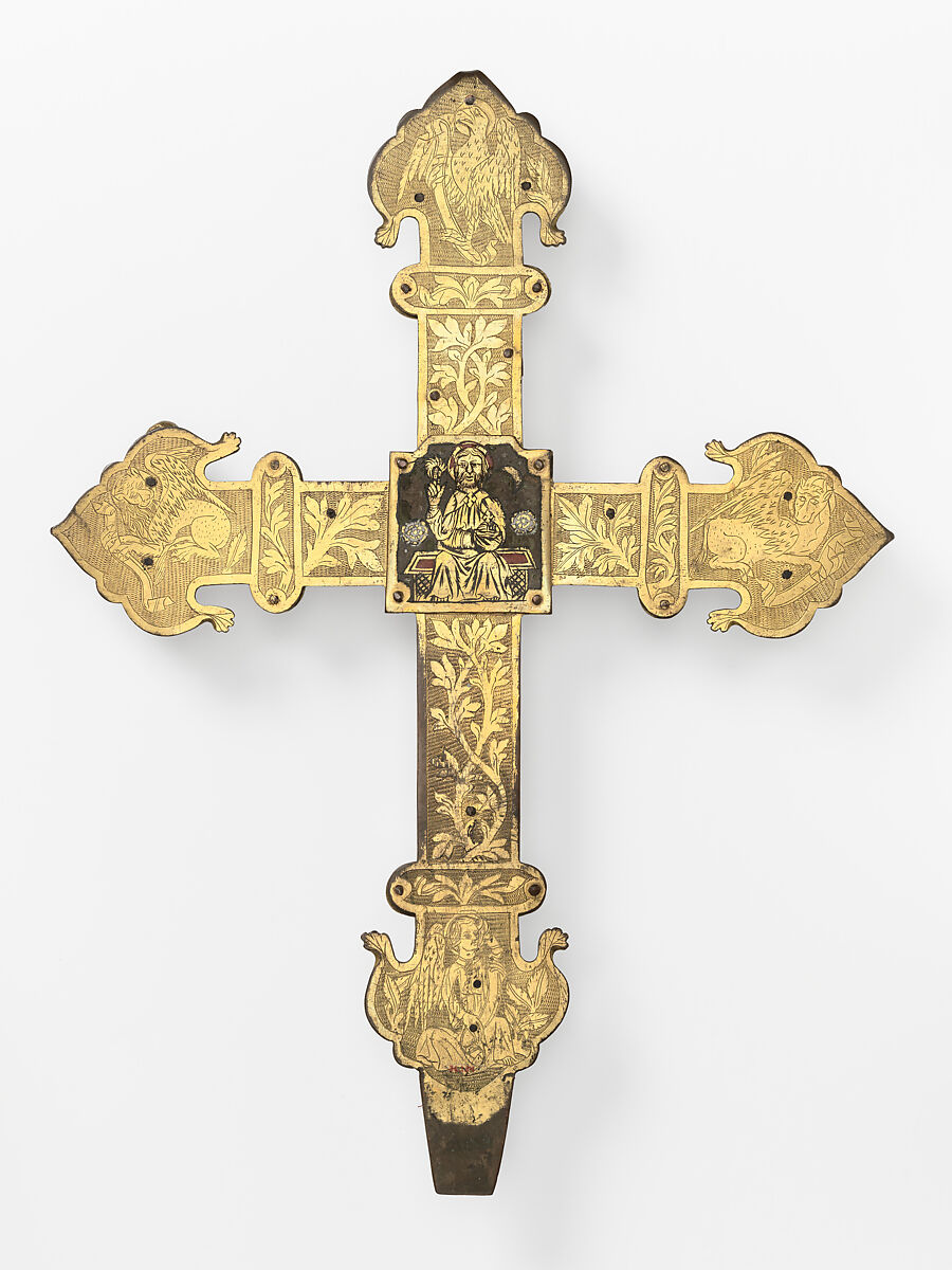 Processional Cross, Champlevé enamel, copper-gilt, Spanish