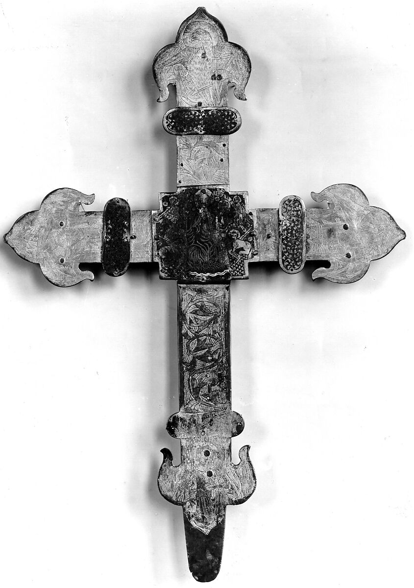 Processional Cross, Champlevé enamel, copper-gilt, Spanish