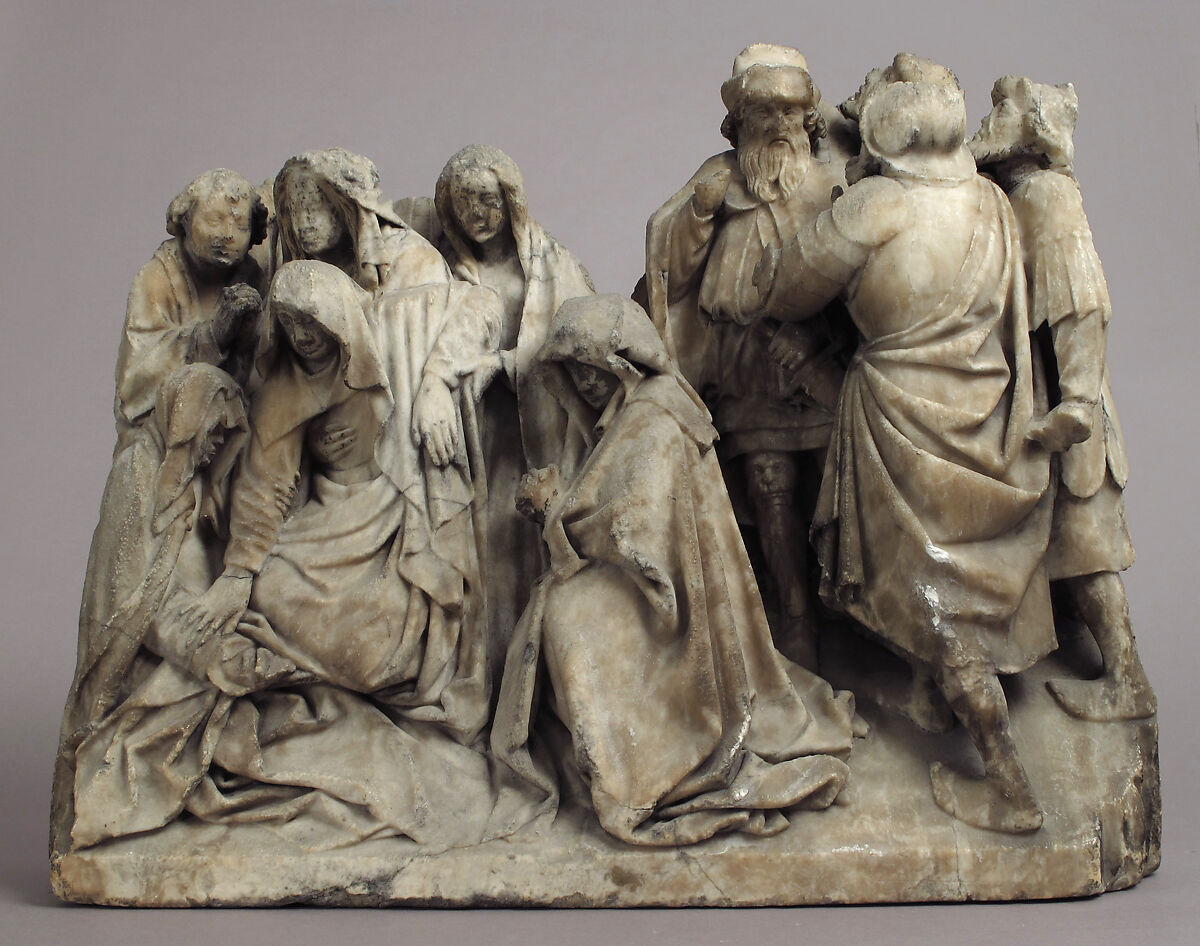 Mourners and Soldiers from a Crucifixion, Alabaster, traces of paint, South Netherlandish 