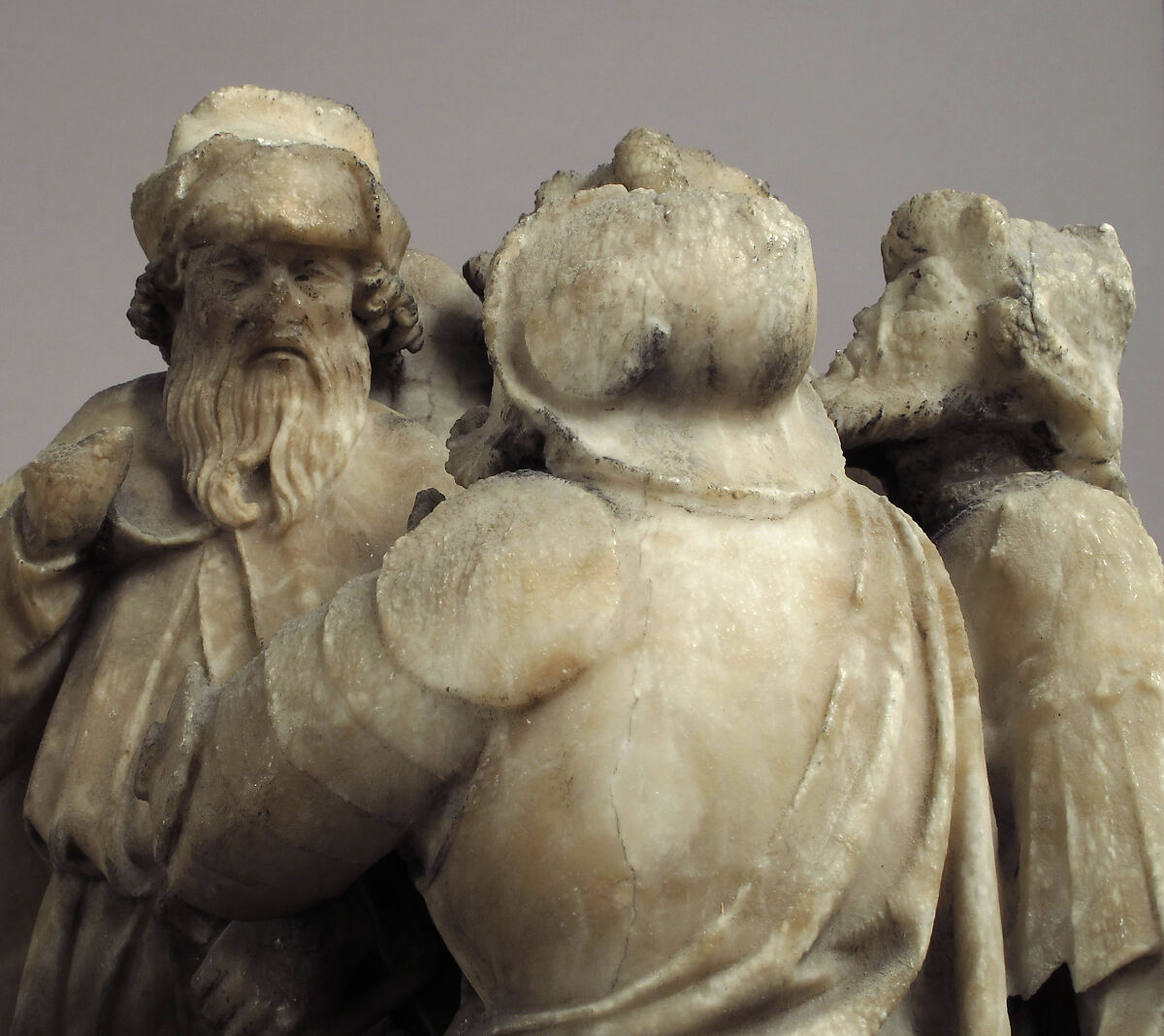 Mourners and Soldiers from a Crucifixion, Alabaster, traces of paint, South Netherlandish