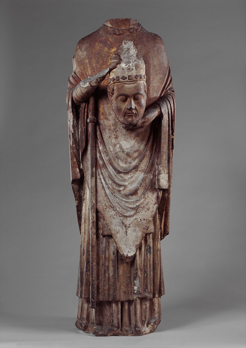 Saint Firmin Holding His Head, Limestone and paint, French 