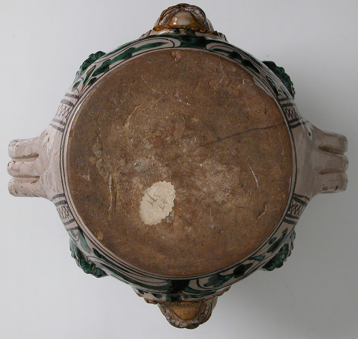 Two-Handled Jar with Lions' Heads, Tin-glazed earthenware
, Italian