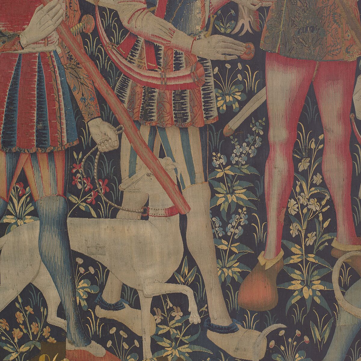 The Hunters Enter the Woods (from the Unicorn Tapestries), Wool warp, wool, silk, silver, and gilt wefts, French (cartoon)/South Netherlandish (woven)