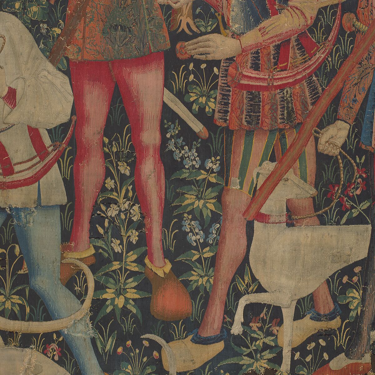 The Hunters Enter the Woods (from the Unicorn Tapestries), Wool warp, wool, silk, silver, and gilt wefts, French (cartoon)/South Netherlandish (woven)
