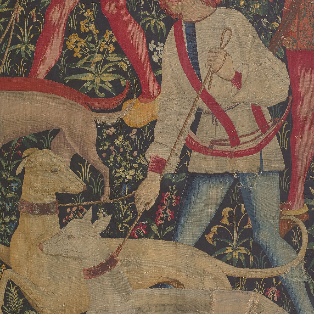 The Hunters Enter the Woods (from the Unicorn Tapestries), Wool warp, wool, silk, silver, and gilt wefts, French (cartoon)/South Netherlandish (woven)