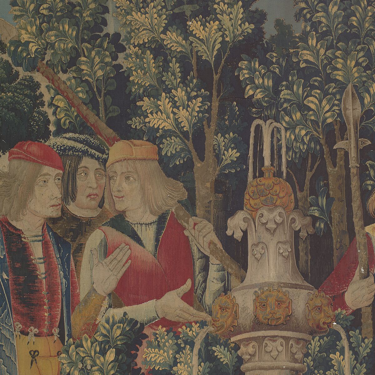 The Unicorn Purifies Water (from the Unicorn Tapestries), Wool warp with wool, silk, silver, and gilt wefts, French (cartoon)/South Netherlandish (woven)