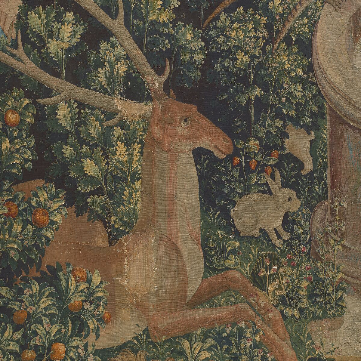 The Unicorn Purifies Water (from the Unicorn Tapestries), Wool warp with wool, silk, silver, and gilt wefts, French (cartoon)/South Netherlandish (woven)