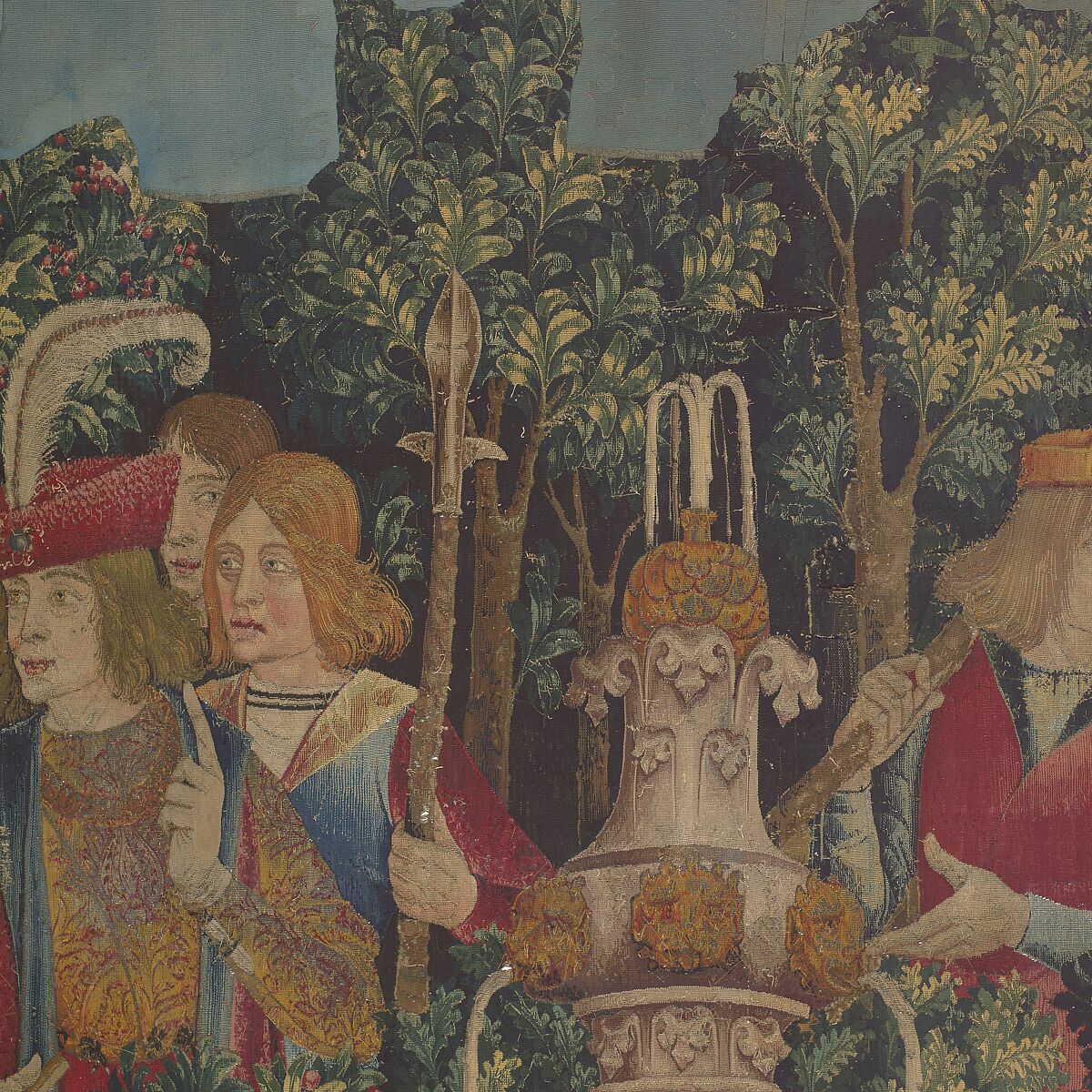 The Unicorn Purifies Water (from the Unicorn Tapestries), Wool warp with wool, silk, silver, and gilt wefts, French (cartoon)/South Netherlandish (woven)
