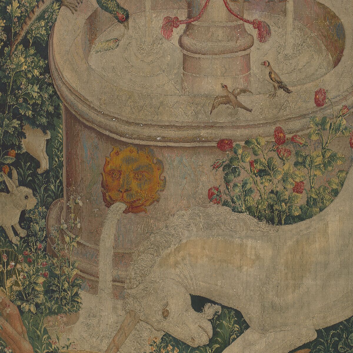 The Unicorn Purifies Water (from the Unicorn Tapestries), Wool warp with wool, silk, silver, and gilt wefts, French (cartoon)/South Netherlandish (woven)