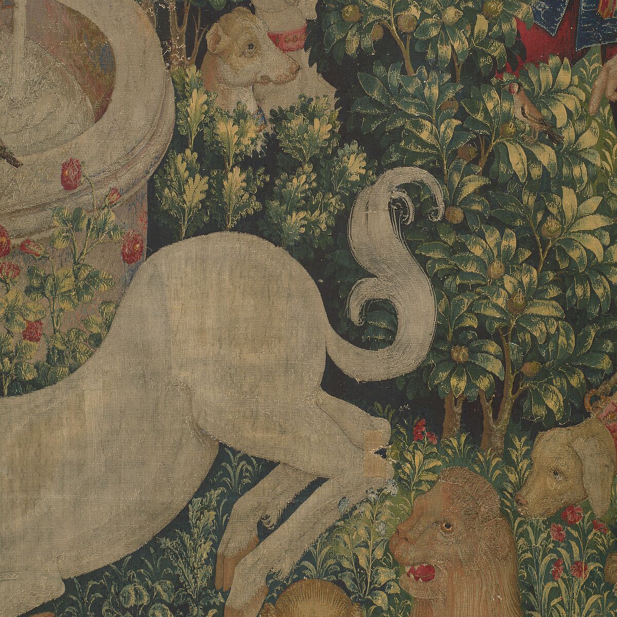 The Unicorn Purifies Water (from the Unicorn Tapestries), Wool warp with wool, silk, silver, and gilt wefts, French (cartoon)/South Netherlandish (woven)