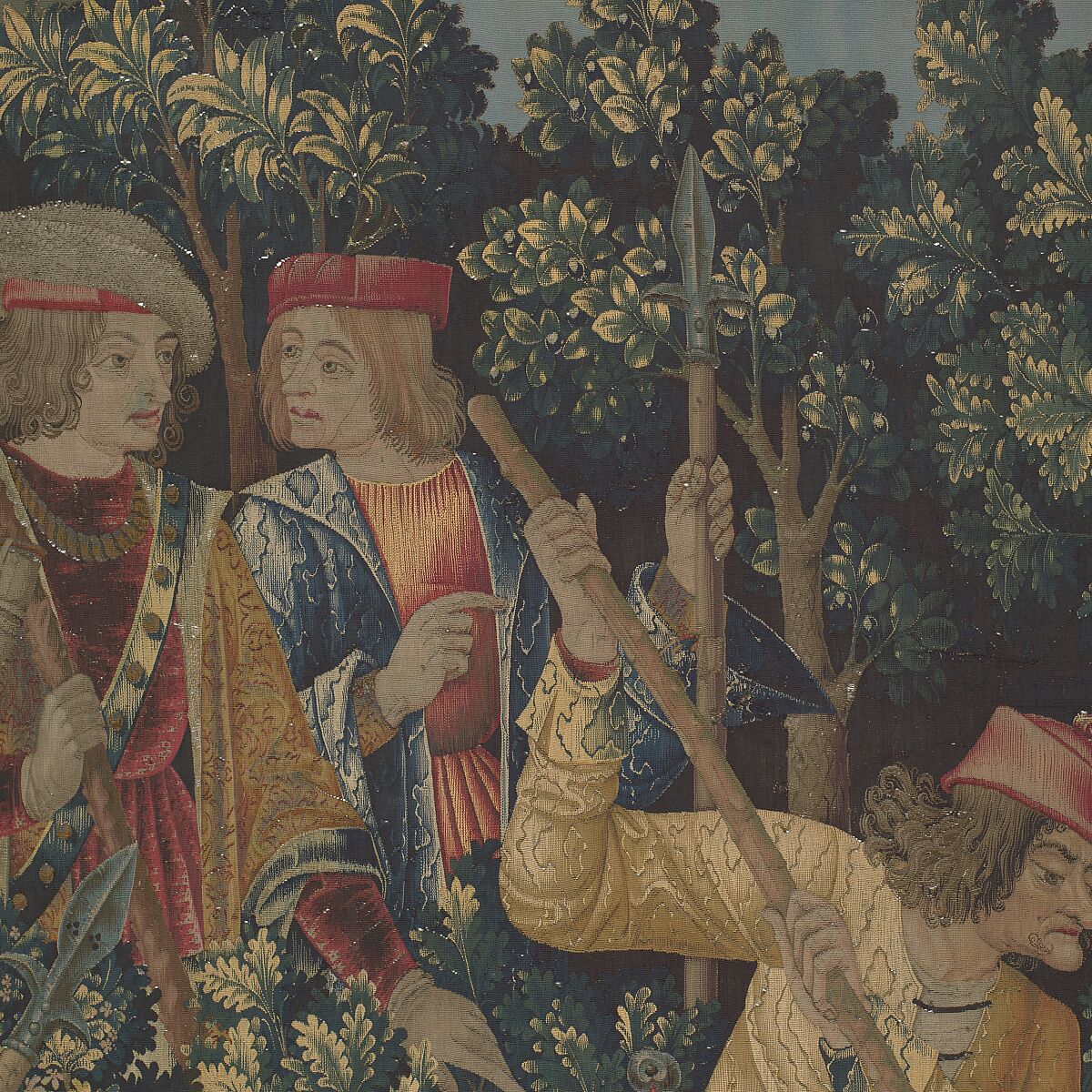 The Unicorn Crosses a Stream (from the Unicorn Tapestries), Wool warp with wool, silk, silver, and gilt wefts, French (cartoon)/South Netherlandish (woven)