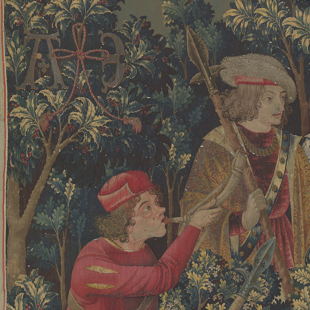 The Unicorn Crosses a Stream (from the Unicorn Tapestries), Wool warp with wool, silk, silver, and gilt wefts, French (cartoon)/South Netherlandish (woven)