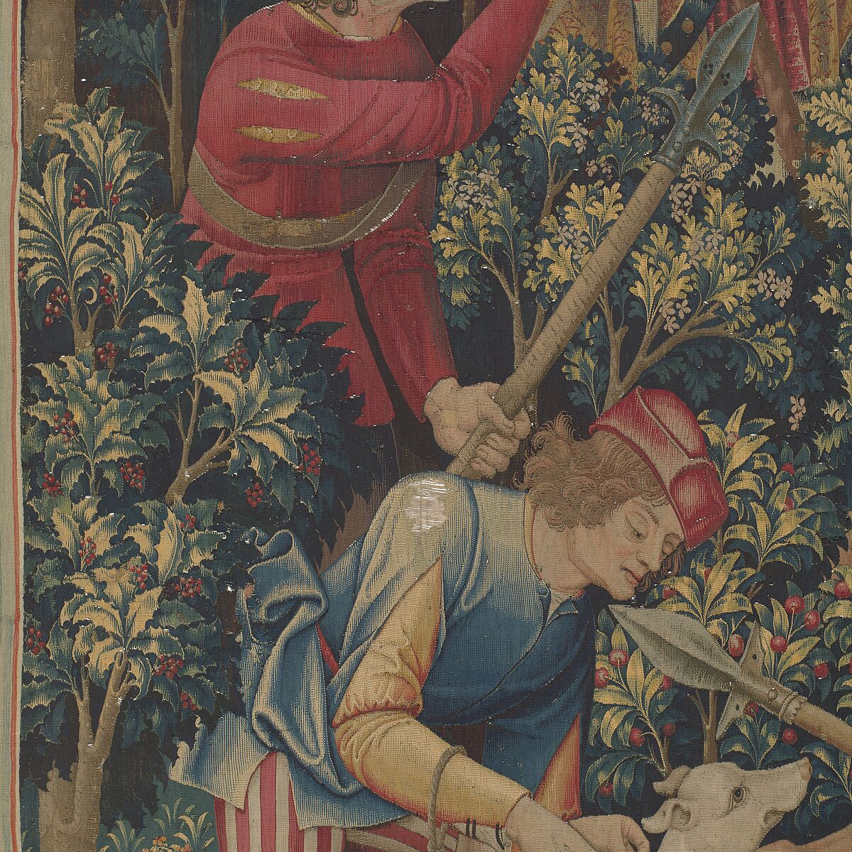 The Unicorn Crosses a Stream (from the Unicorn Tapestries), Wool warp with wool, silk, silver, and gilt wefts, French (cartoon)/South Netherlandish (woven)