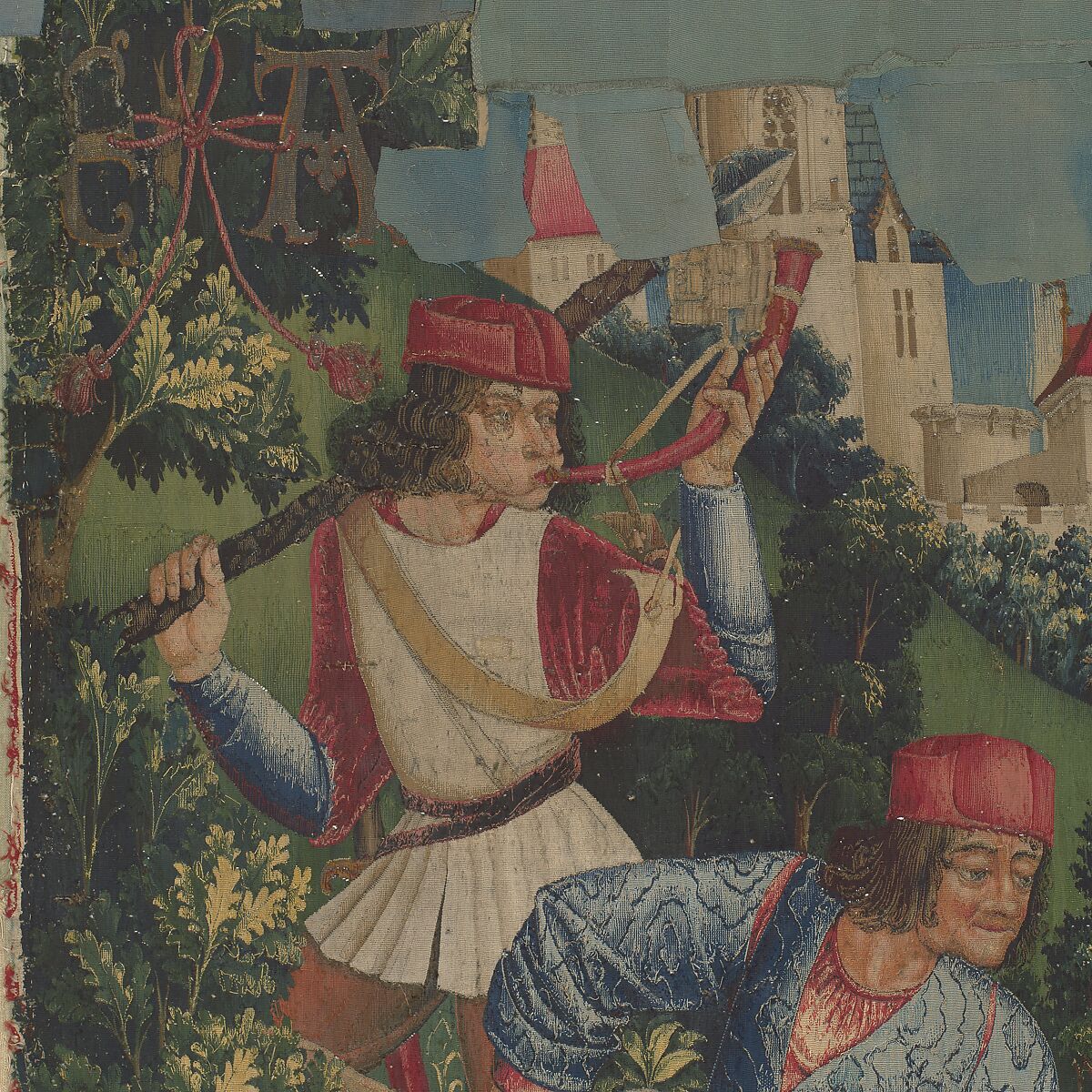 The Unicorn Crosses a Stream (from the Unicorn Tapestries), Wool warp with wool, silk, silver, and gilt wefts, French (cartoon)/South Netherlandish (woven)