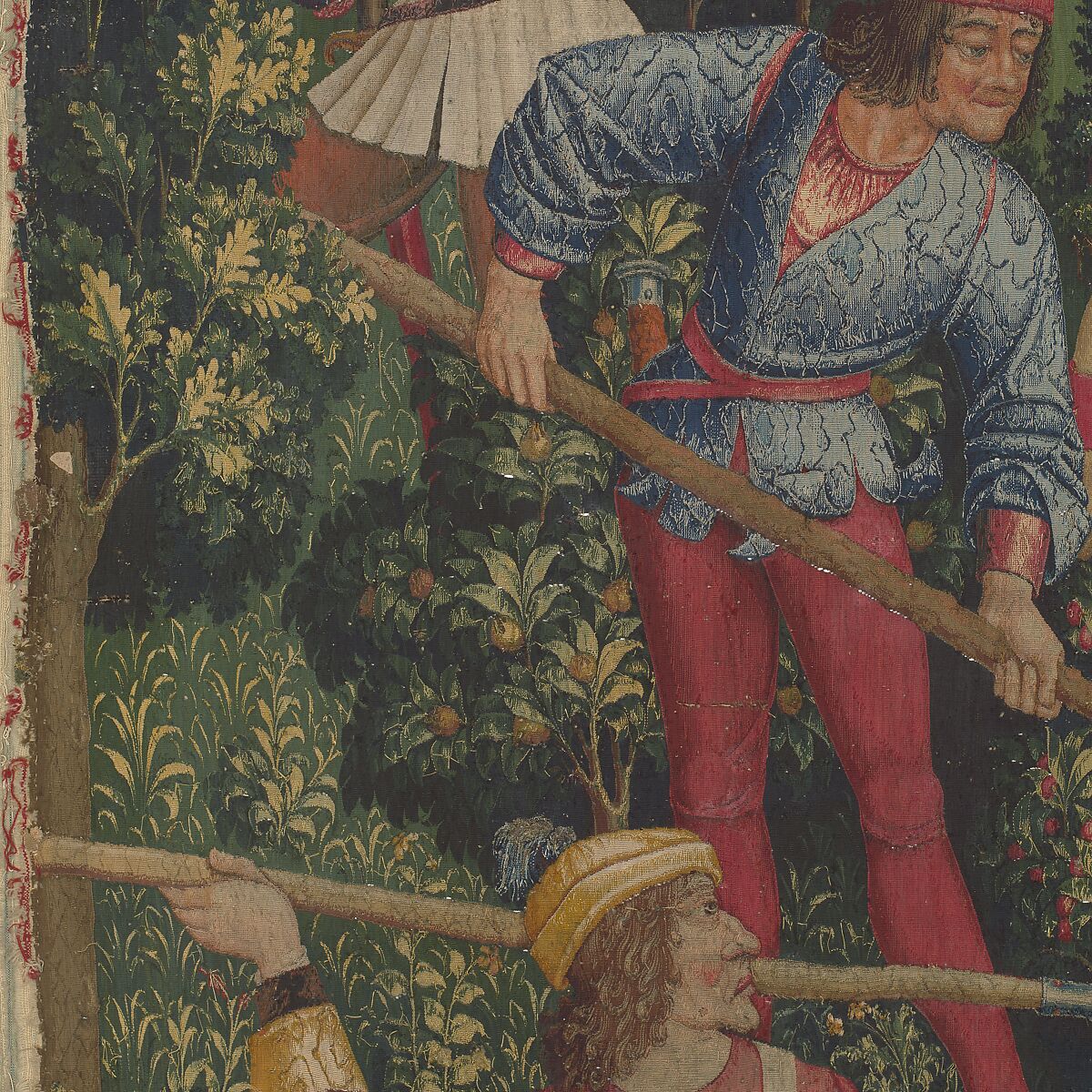 The Unicorn Crosses a Stream (from the Unicorn Tapestries), Wool warp with wool, silk, silver, and gilt wefts, French (cartoon)/South Netherlandish (woven)