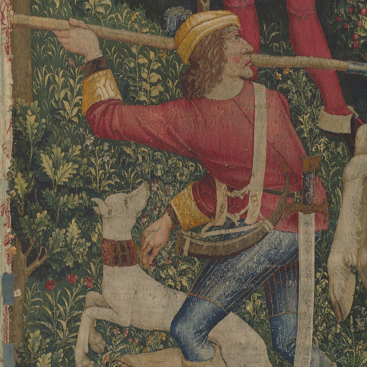 The Unicorn Crosses a Stream (from the Unicorn Tapestries), Wool warp with wool, silk, silver, and gilt wefts, French (cartoon)/South Netherlandish (woven)