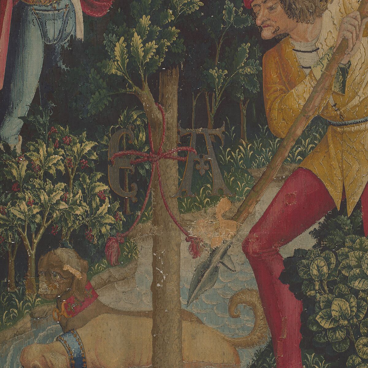 The Unicorn Crosses a Stream (from the Unicorn Tapestries), Wool warp with wool, silk, silver, and gilt wefts, French (cartoon)/South Netherlandish (woven)