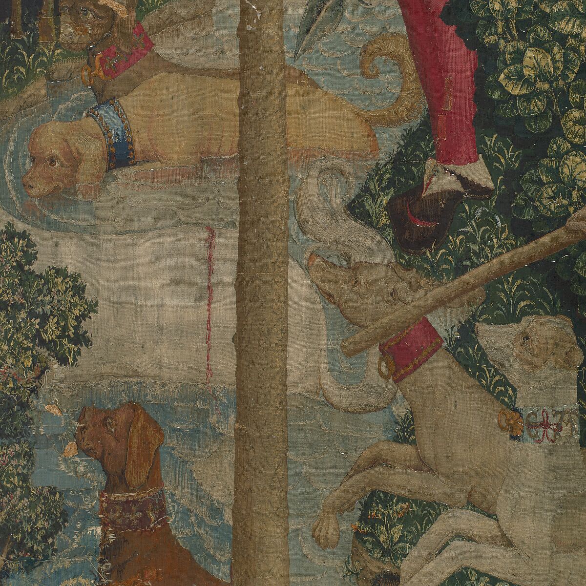 The Unicorn Crosses a Stream (from the Unicorn Tapestries), Wool warp with wool, silk, silver, and gilt wefts, French (cartoon)/South Netherlandish (woven)