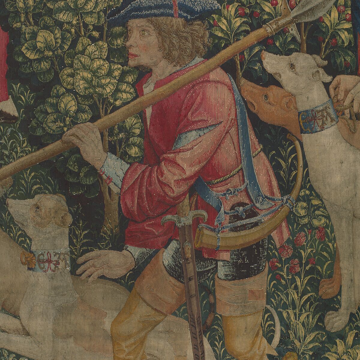 The Unicorn Crosses a Stream (from the Unicorn Tapestries), Wool warp with wool, silk, silver, and gilt wefts, French (cartoon)/South Netherlandish (woven)