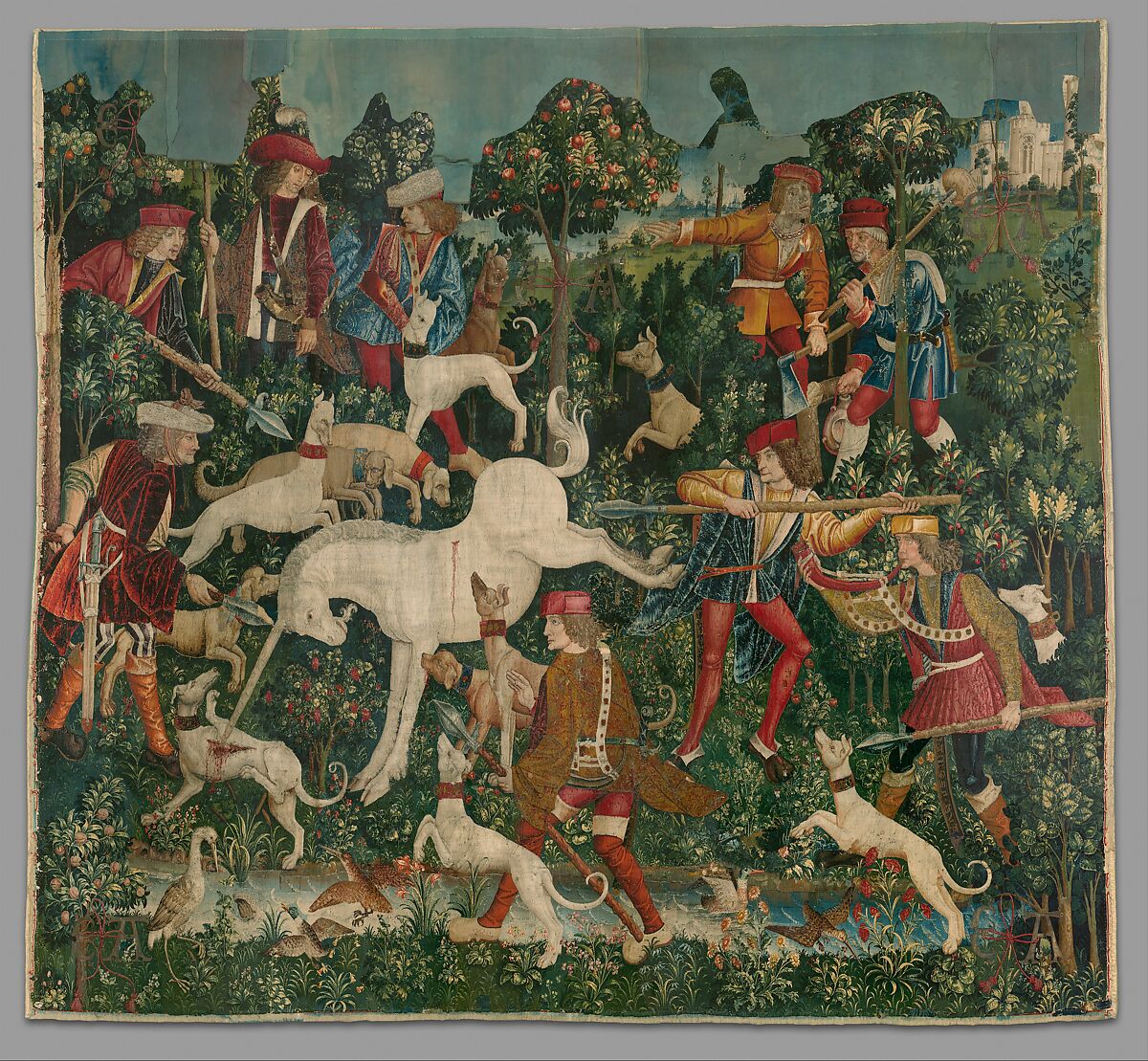 The Unicorn Defends Himself (from the Unicorn Tapestries), Wool warp with wool, silk, silver, and gilt wefts, French (cartoon)/South Netherlandish (woven)