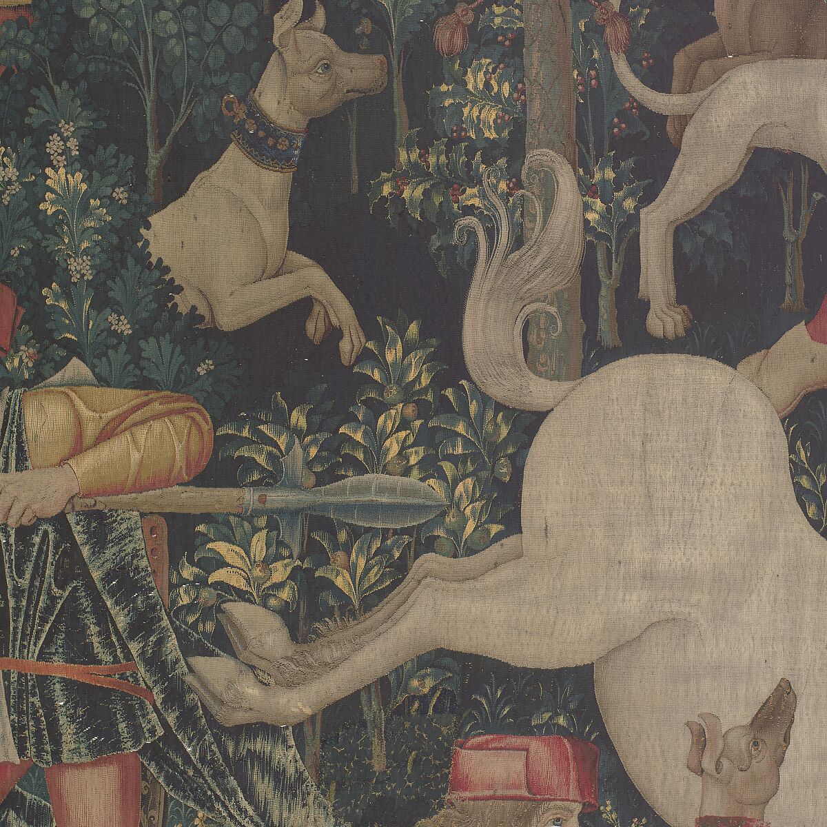 The Unicorn Defends Himself (from the Unicorn Tapestries), Wool warp with wool, silk, silver, and gilt wefts, French (cartoon)/South Netherlandish (woven)