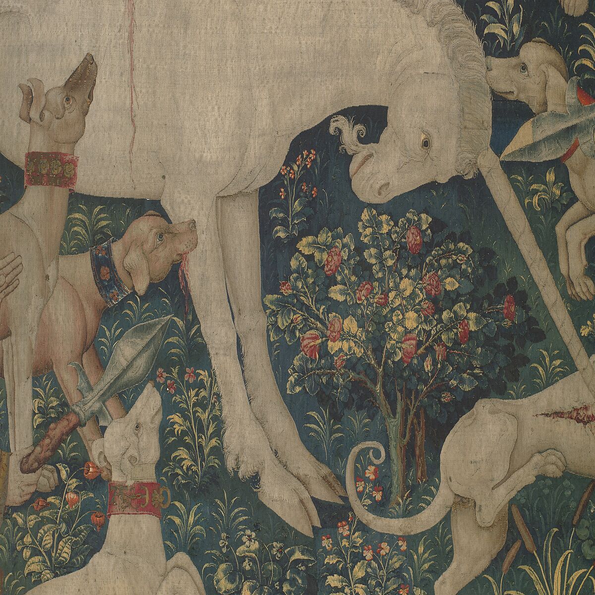 The Unicorn Defends Himself (from the Unicorn Tapestries), Wool warp with wool, silk, silver, and gilt wefts, French (cartoon)/South Netherlandish (woven)