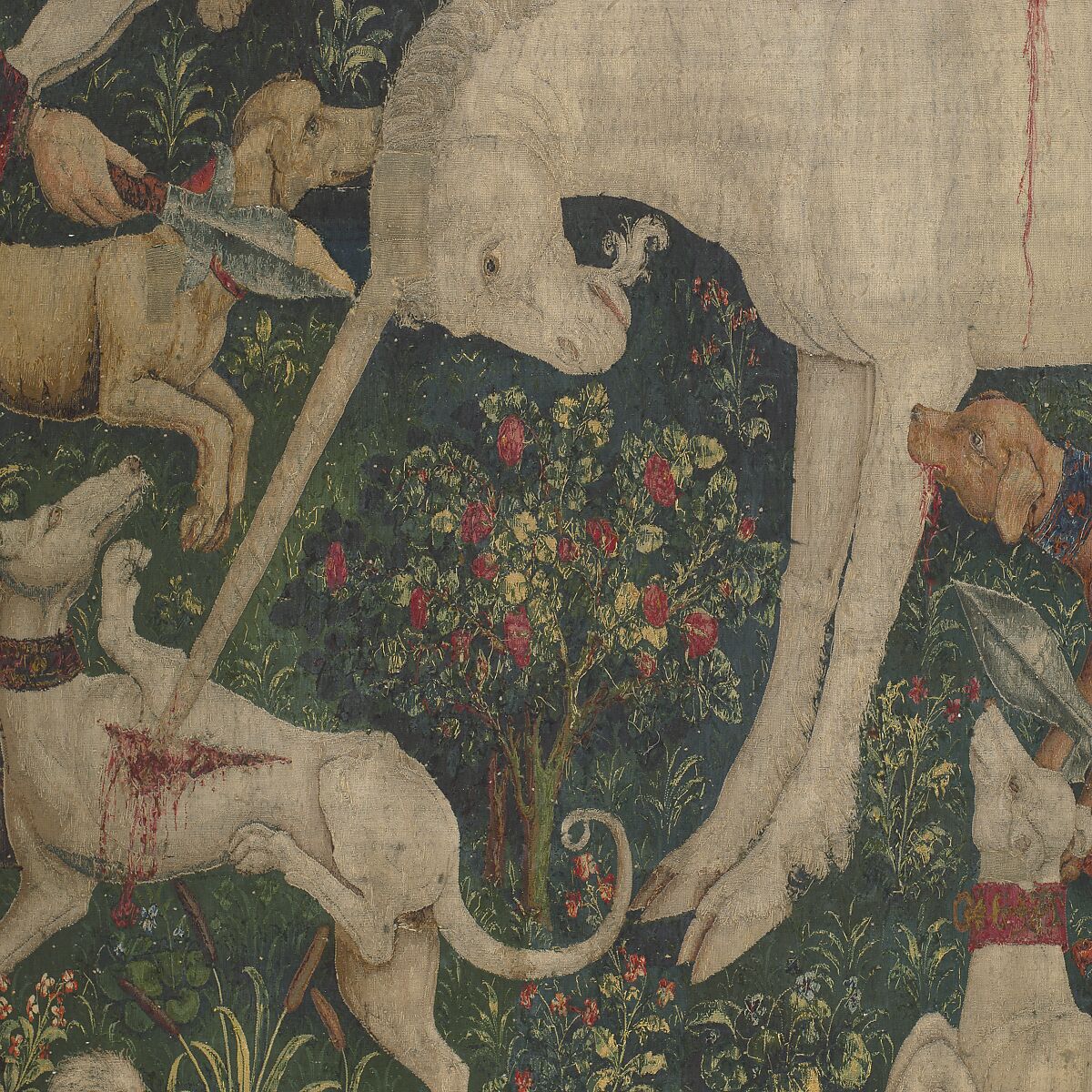 The Unicorn Defends Himself (from the Unicorn Tapestries), Wool warp with wool, silk, silver, and gilt wefts, French (cartoon)/South Netherlandish (woven)