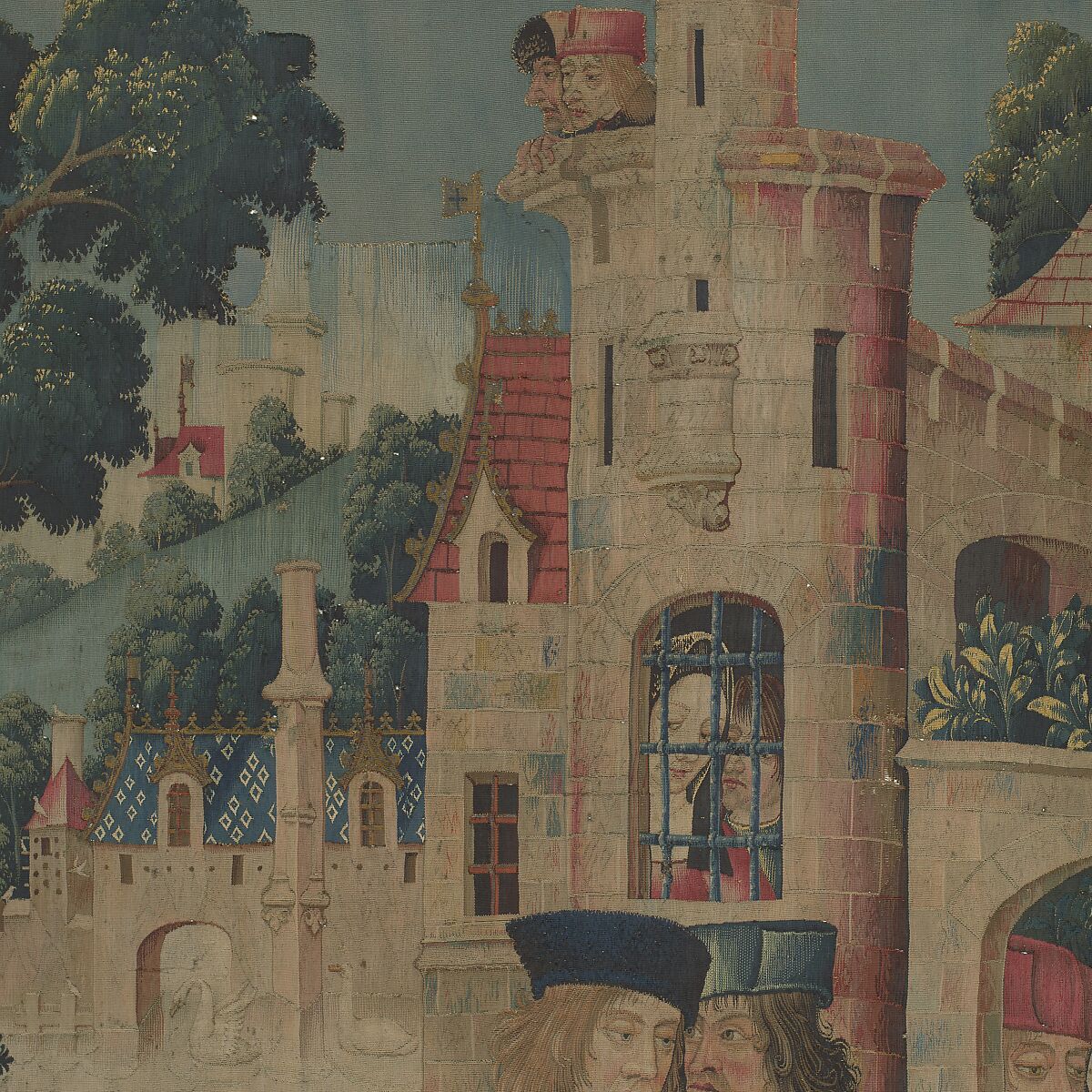 The Hunters Return to the Castle (from the Unicorn Tapestries), Wool warp with wool, silk, silver, and gilt wefts, French (cartoon)/South Netherlandish (woven)