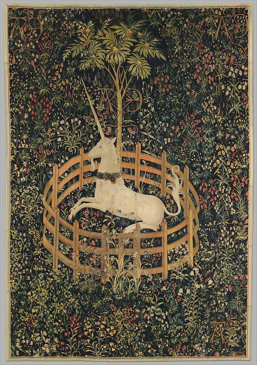 The Unicorn Rests in a Garden (from the Unicorn Tapestries), French  (cartoon)/South Netherlandish (woven)