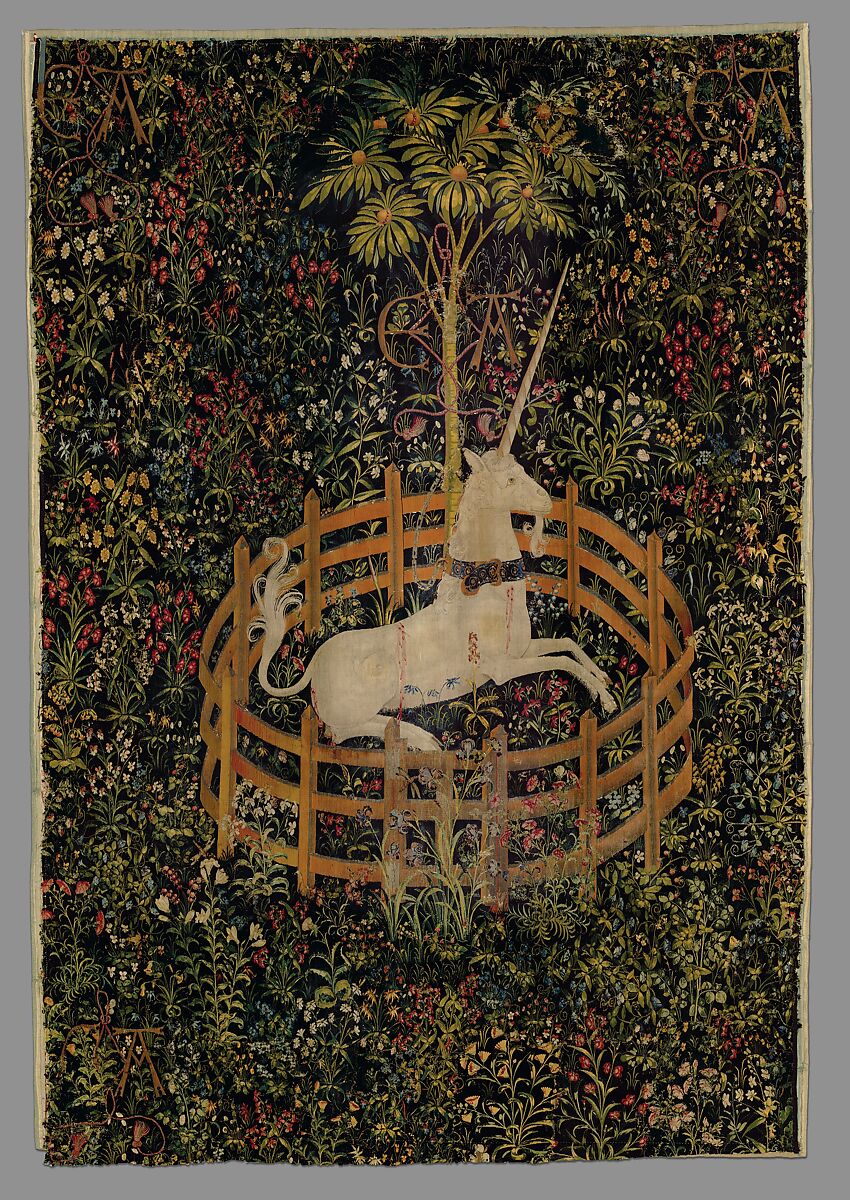 The Unicorn Rests in a Garden (from the Unicorn Tapestries), Wool warp with wool, silk, silver, and gilt wefts, French (cartoon)/South Netherlandish (woven)
