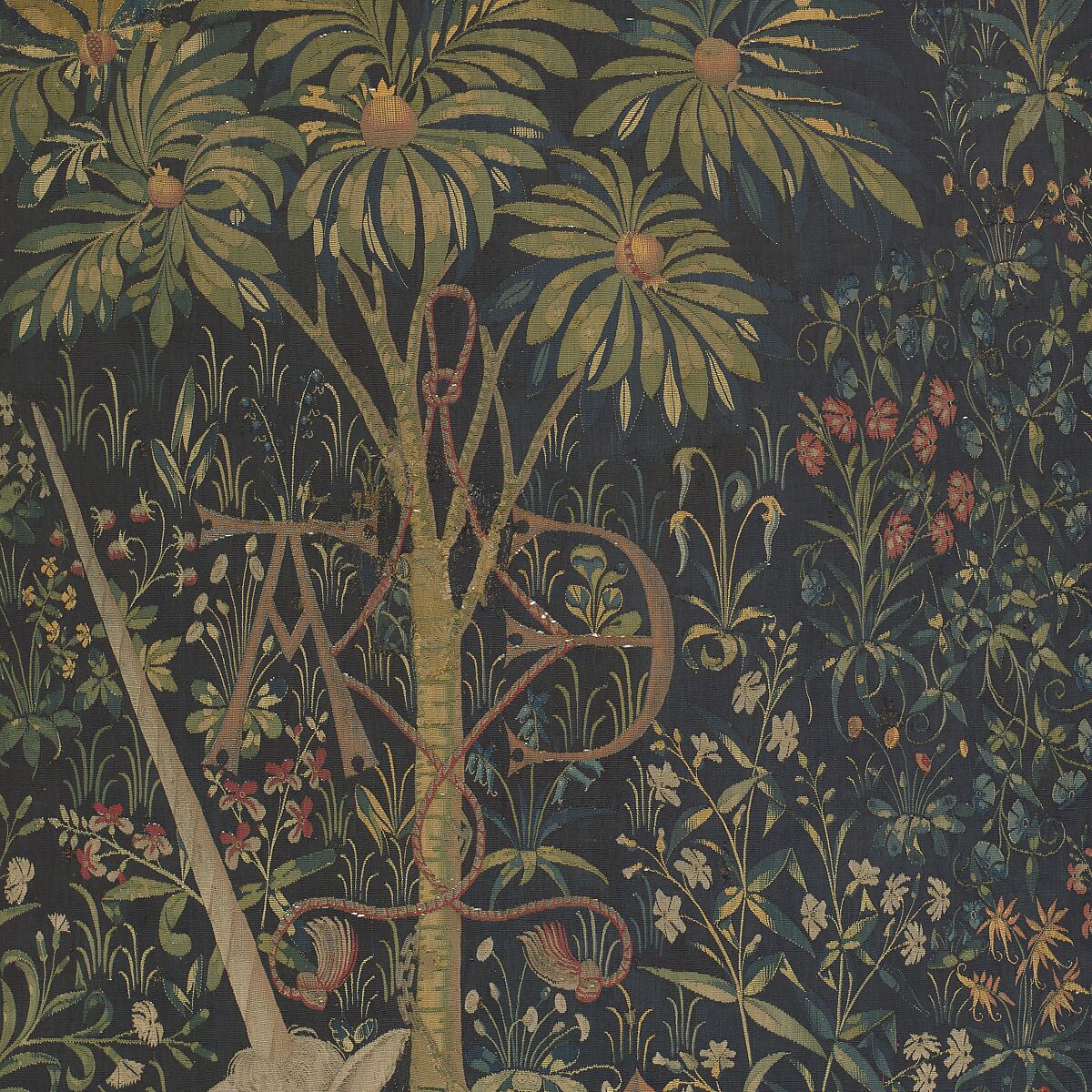 The Unicorn Rests in a Garden (from the Unicorn Tapestries), Wool warp with wool, silk, silver, and gilt wefts, French (cartoon)/South Netherlandish (woven)