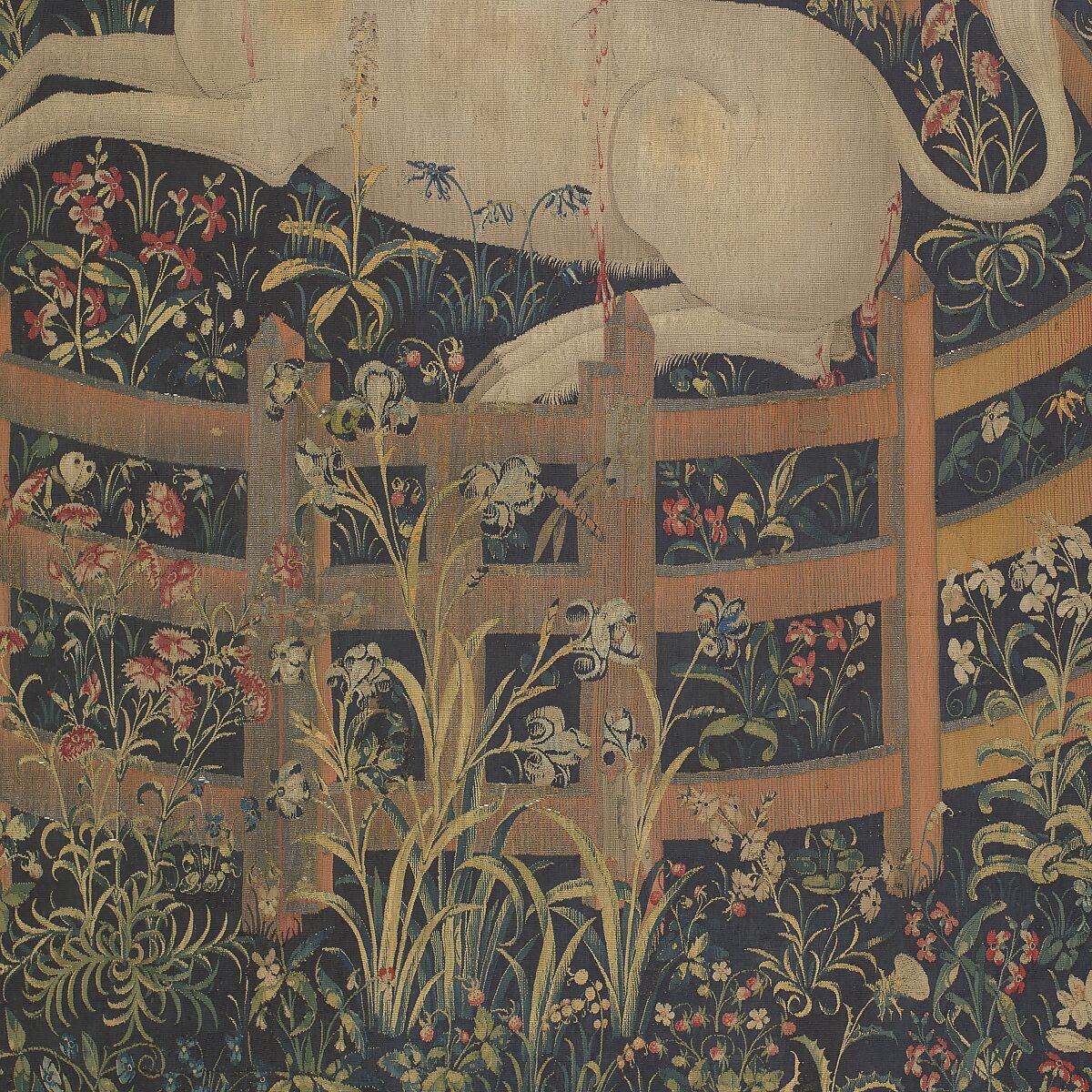 The Unicorn Rests in a Garden (from the Unicorn Tapestries), Wool warp with wool, silk, silver, and gilt wefts, French (cartoon)/South Netherlandish (woven)