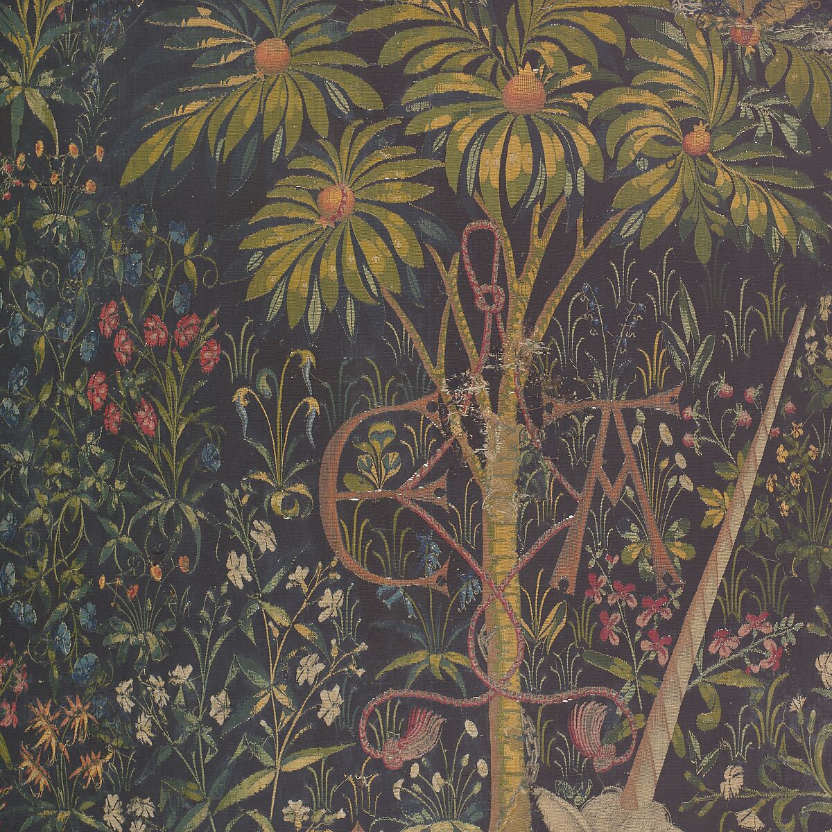 The Unicorn Rests in a Garden (from the Unicorn Tapestries), Wool warp with wool, silk, silver, and gilt wefts, French (cartoon)/South Netherlandish (woven)