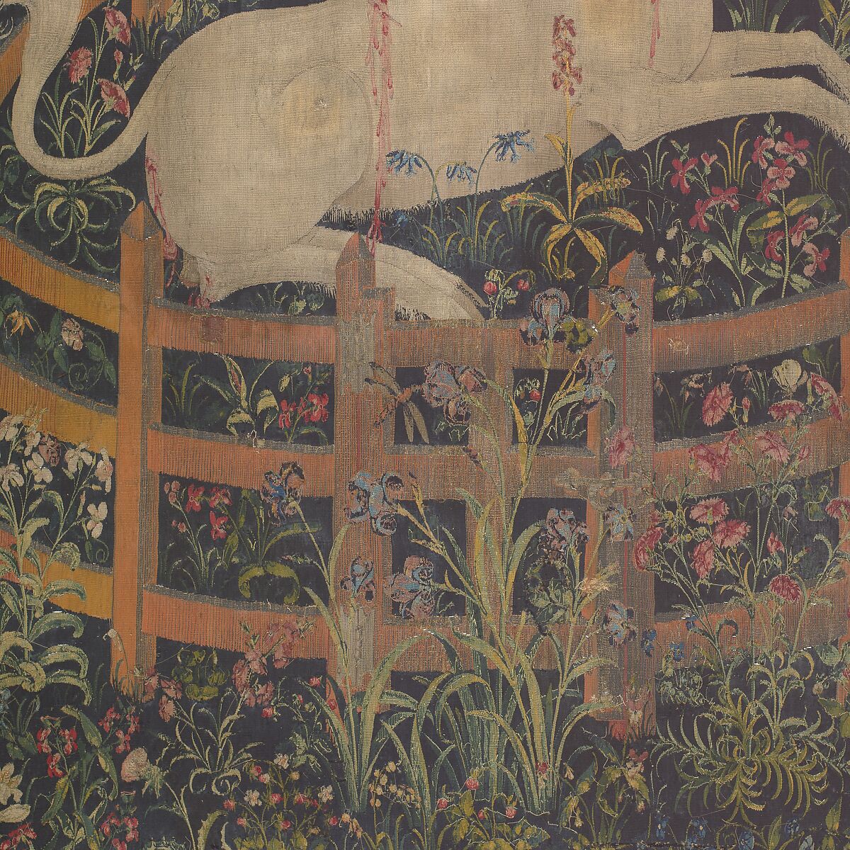 The Unicorn Rests in a Garden (from the Unicorn Tapestries), Wool warp with wool, silk, silver, and gilt wefts, French (cartoon)/South Netherlandish (woven)
