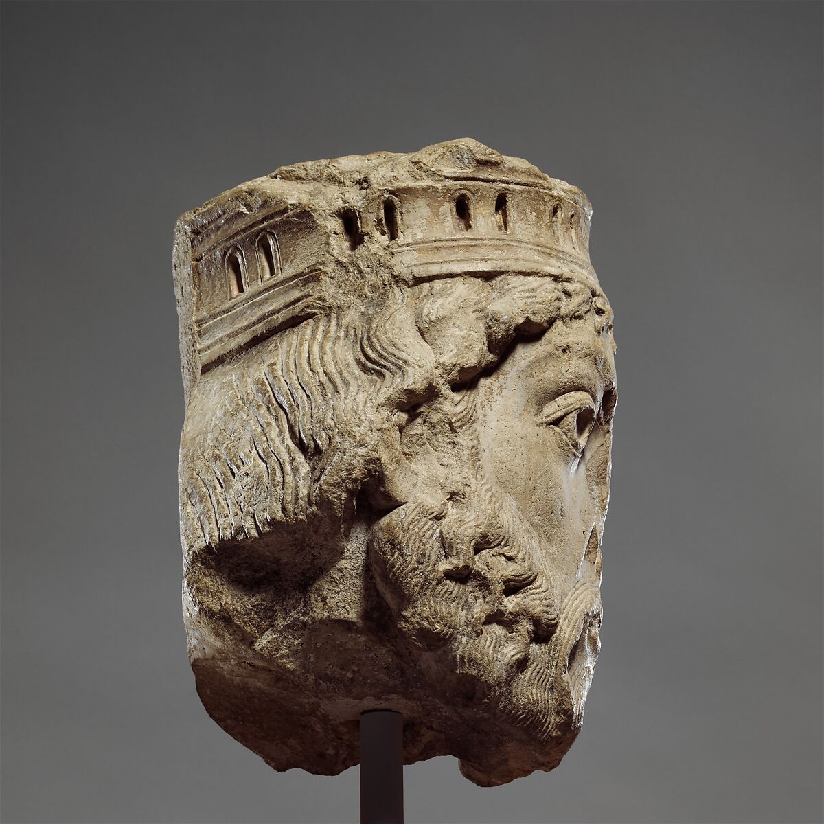 Head of King David, Limestone, light fine-grained, French