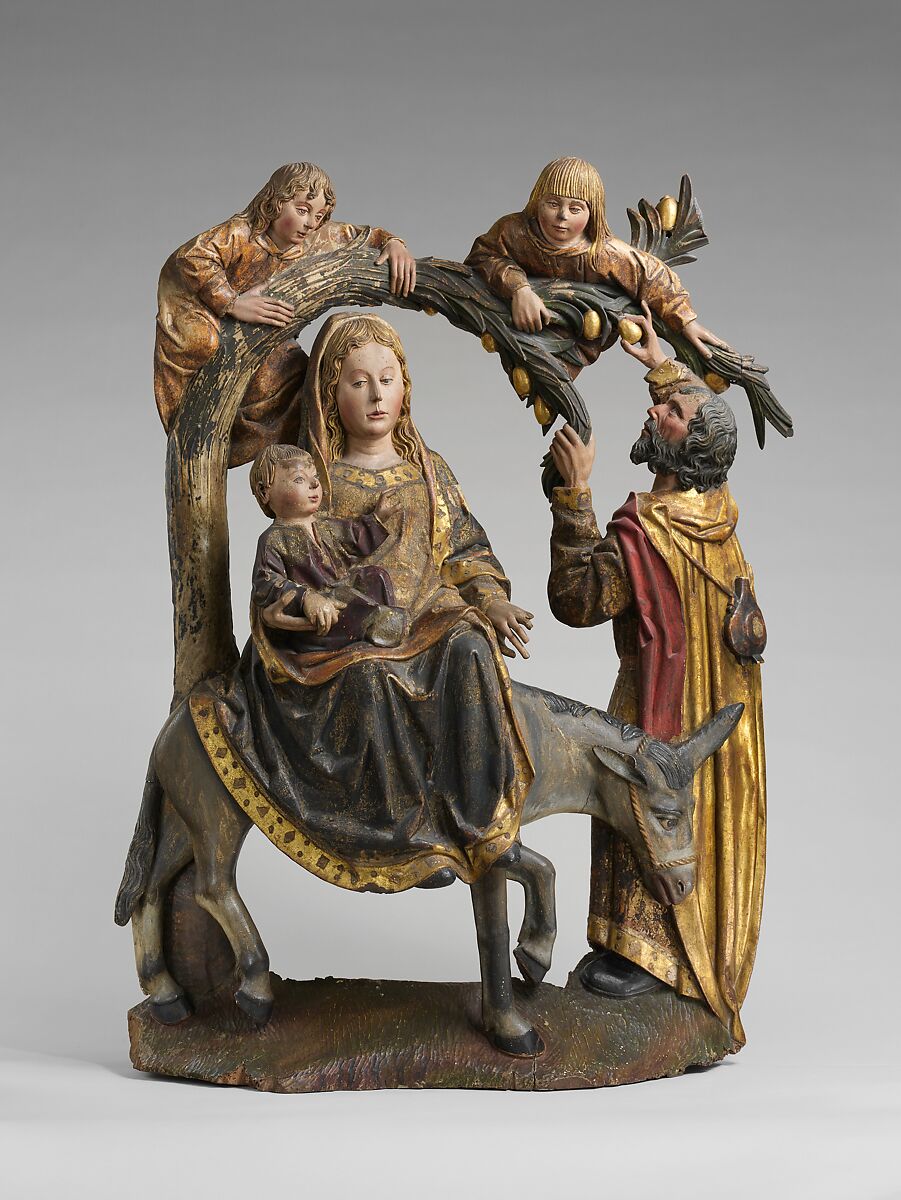 The Miracle of the Palm Tree on the Flight to Egypt, Walnut, gesso, paint, and gilding, Spanish 