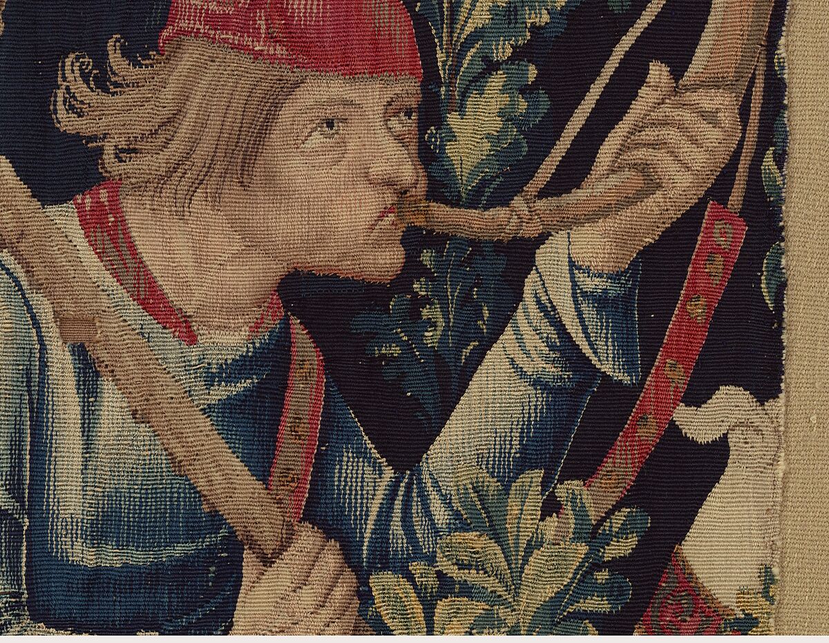 The Unicorn Surrenders to a Maiden (from the Unicorn Tapestries), Wool warp with wool, silk, silver, and gilt wefts, French (cartoon)/South Netherlandish (woven)