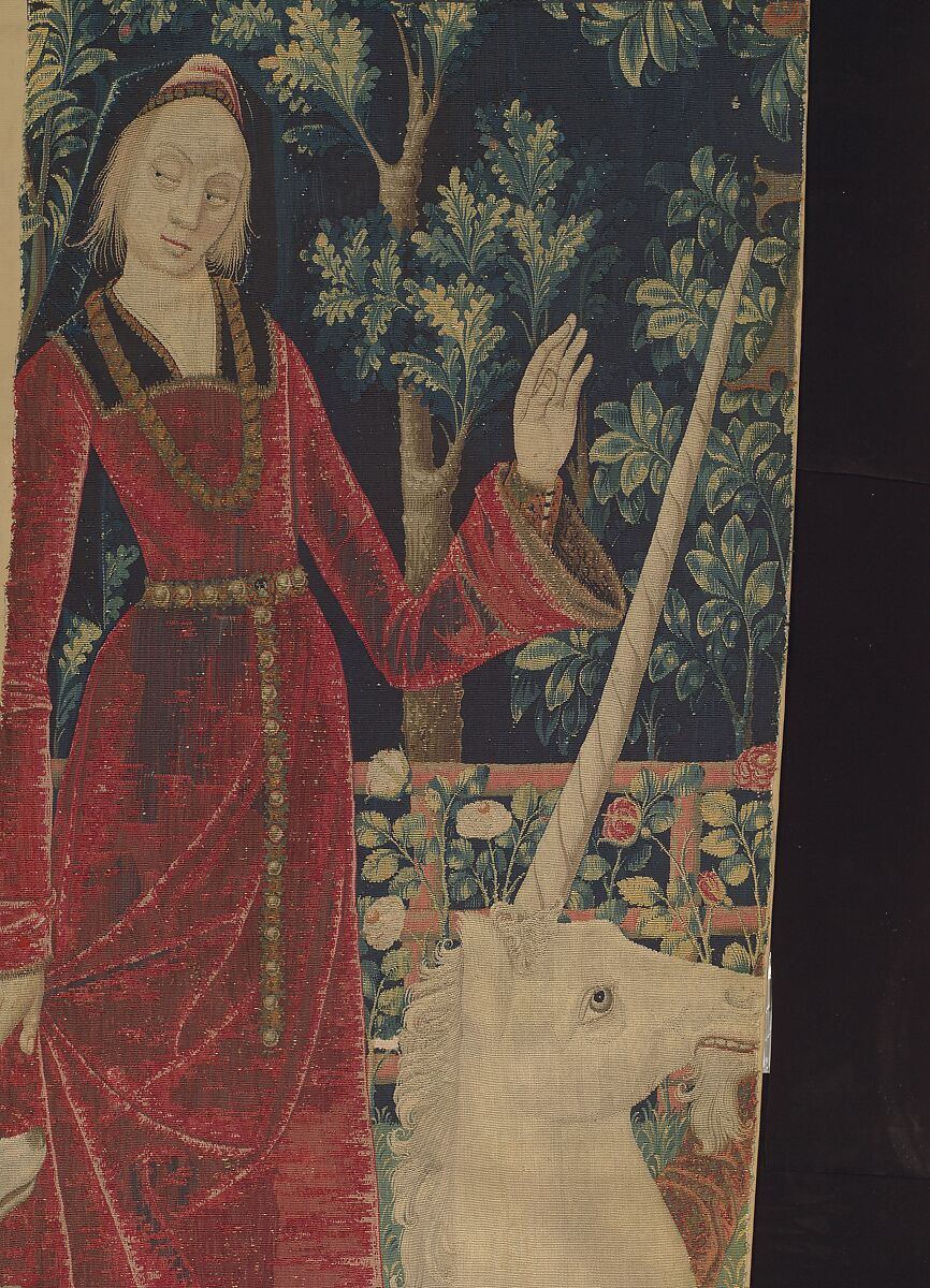 The Unicorn Surrenders to a Maiden (from the Unicorn Tapestries), Wool warp with wool, silk, silver, and gilt wefts, South Netherlandish