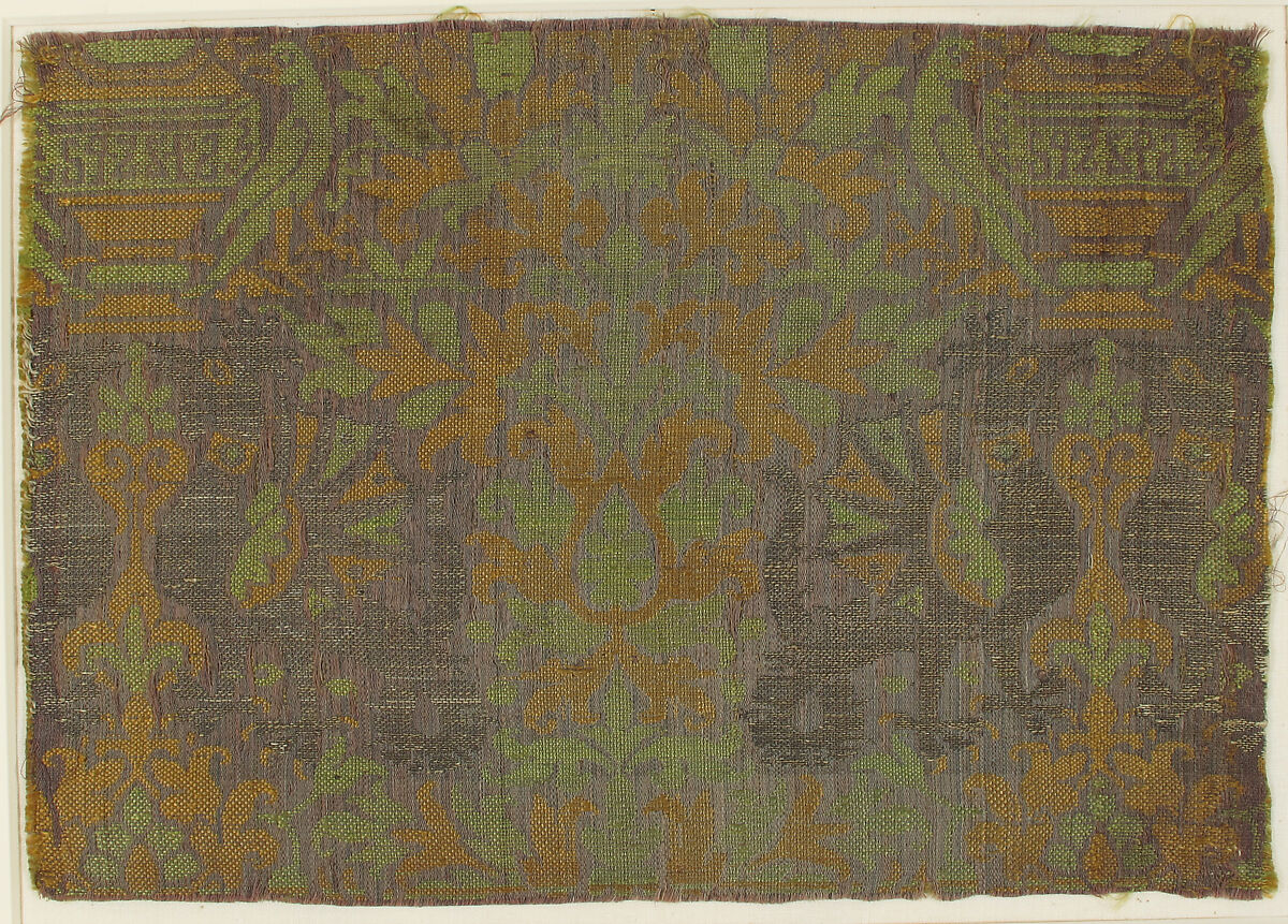 Textile with Plants and Animals, Silk, metal thread, Italian 
