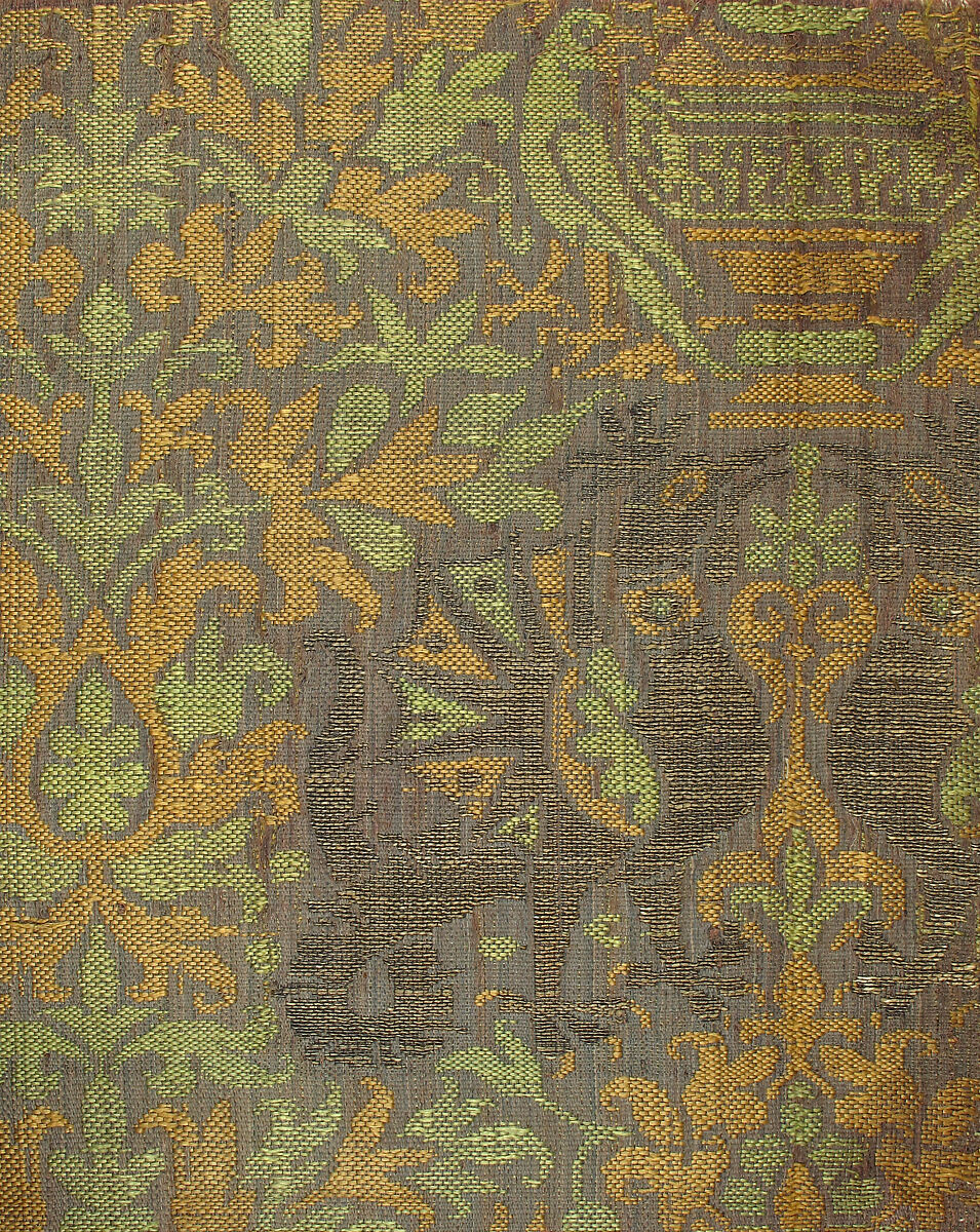 Textile with Plants and Animals, Silk, metal thread, Italian
