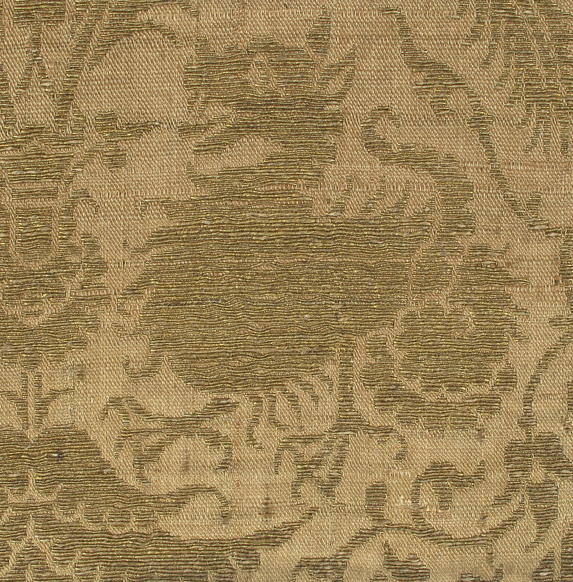 Textile with Figures and Animals in Architectural Setting, Silk, metal thread, Italian