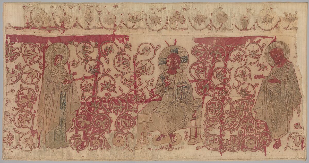 Altar Frontal with Deesis, Silk and metal thread, Eastern European (Romanian (?)) 