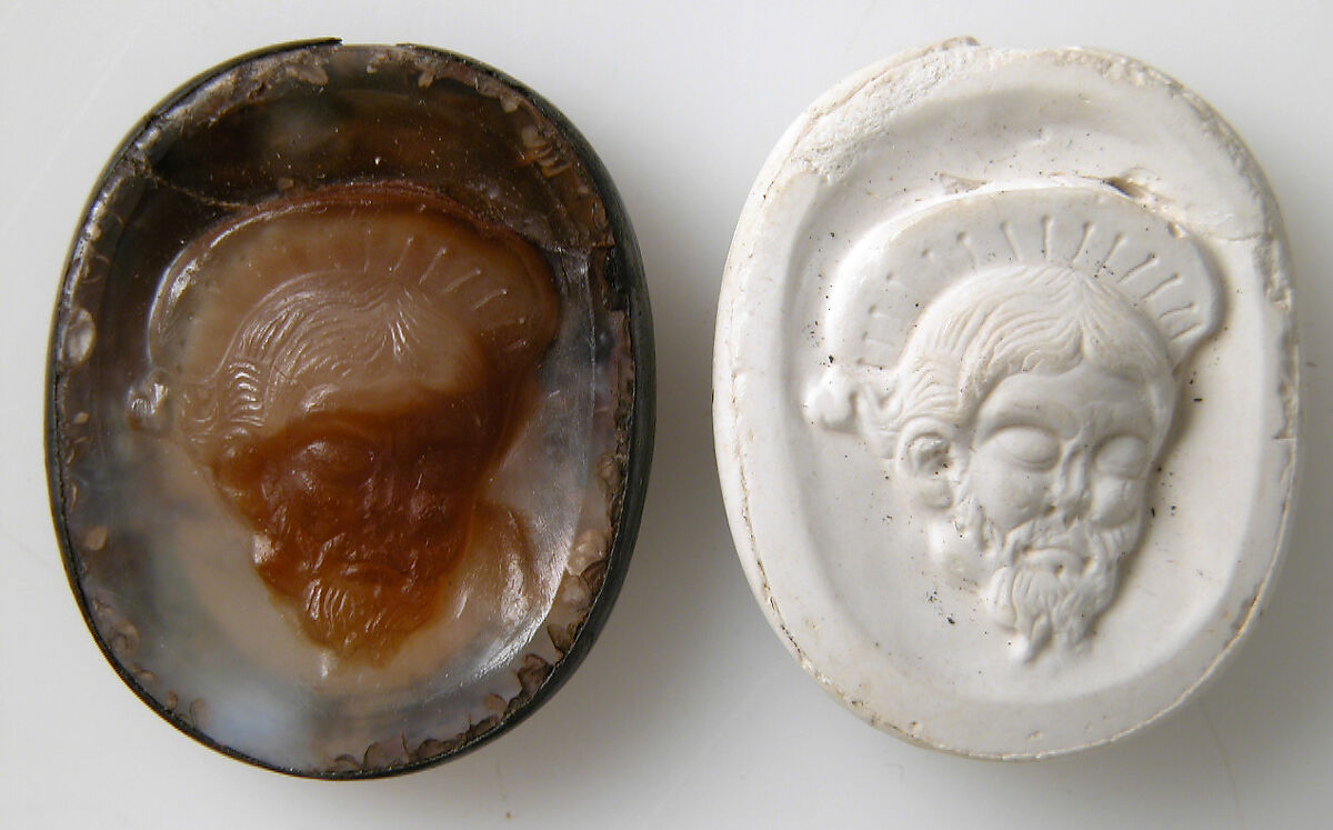 Cameo with Saint John The Baptist, Sardonyx, silver mount, Italian